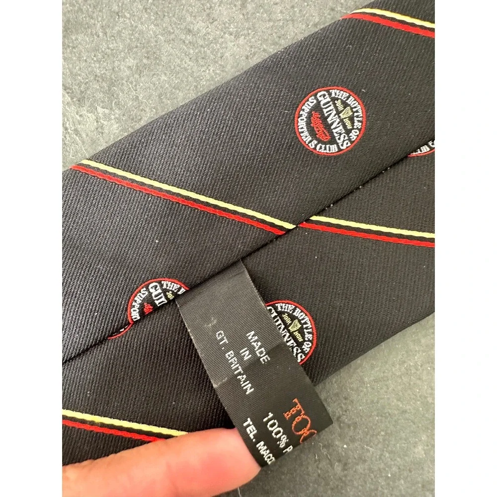 Vintage Guinness Tootal Beer Logo necktie black polyester novelty short
